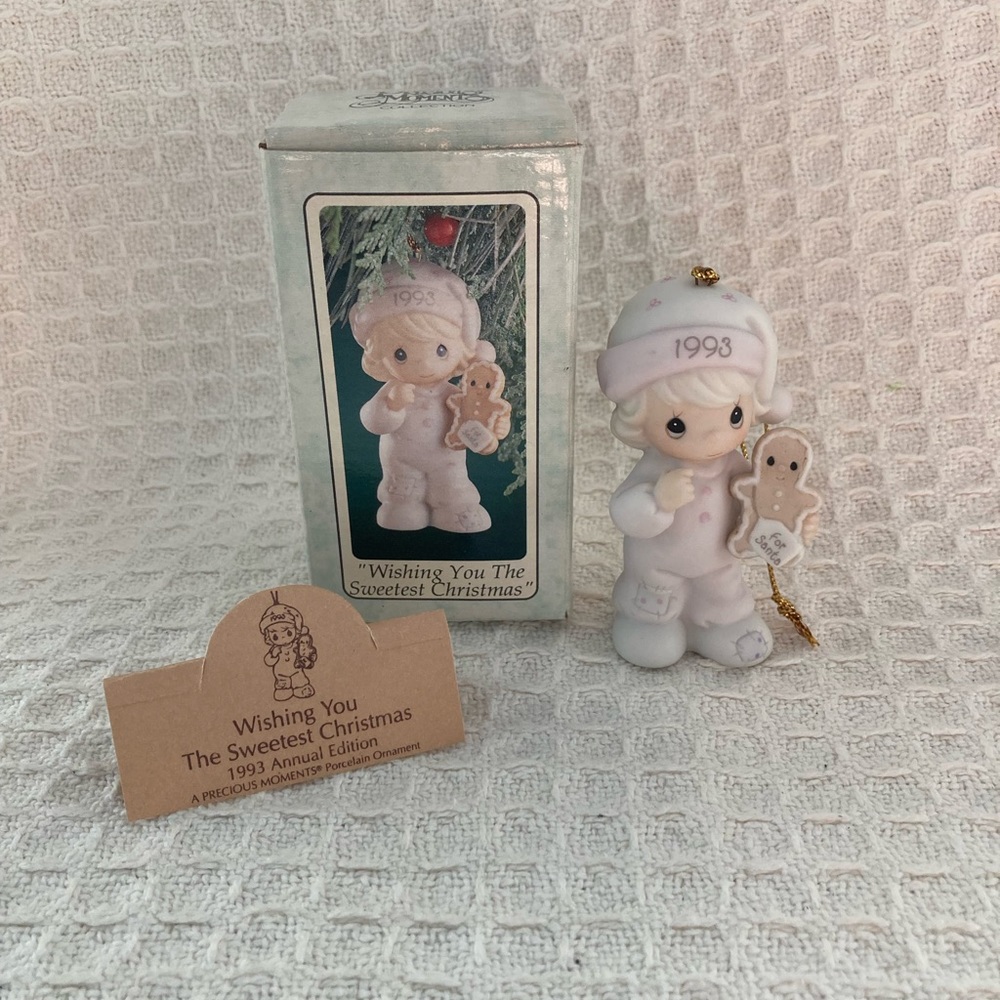 Vintage Enesco Precious Moments 1993 Wishing You The Sweetest Christmas Ornament